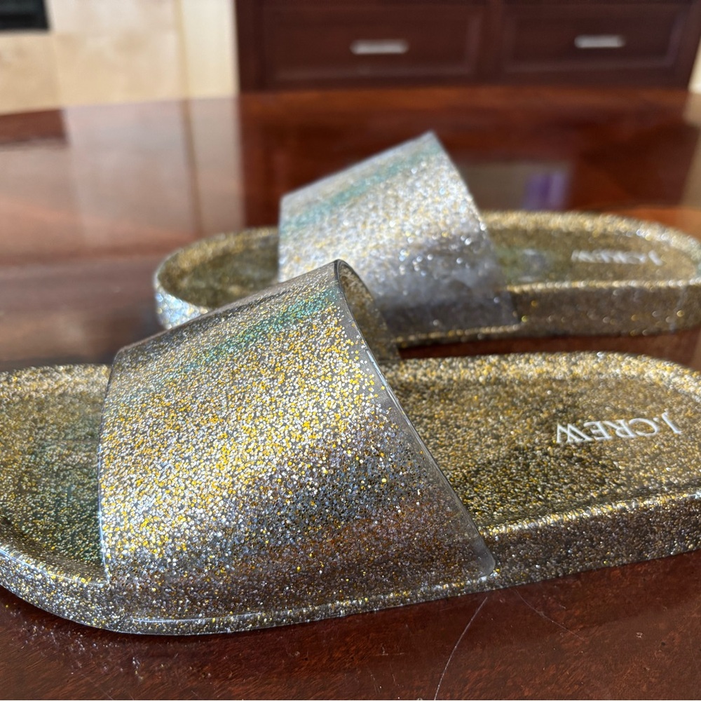 Brand New J.Crew Glitter Slide Sandals Size 8